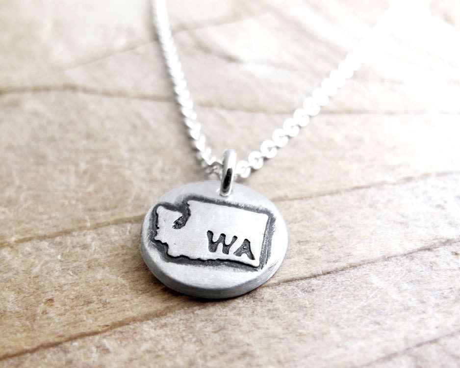 Tiny Washington necklace silver state jewelry Washington