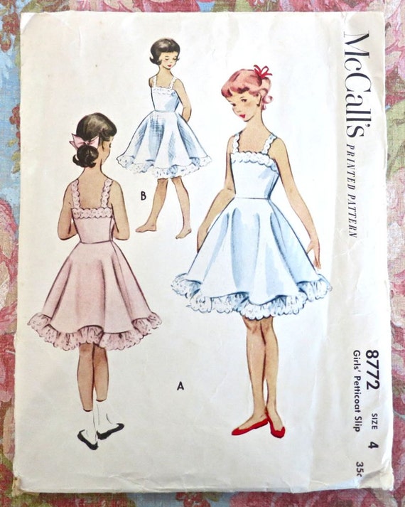McCalls 8772 Vintage 1950s Girls Petticoat Slip Pattern
