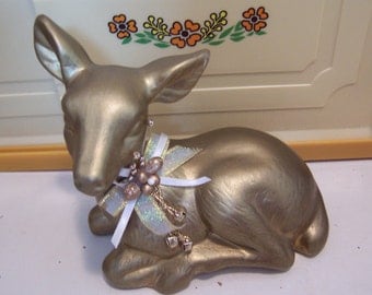 enesco gold deer figurine