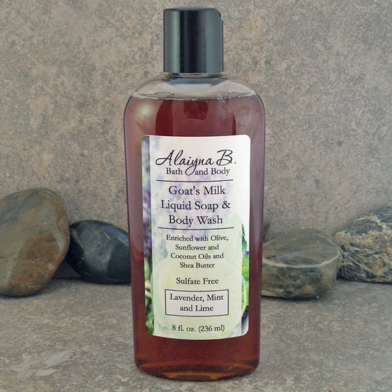 Goat's Milk Liquid Soap Body Wash Lavender Lime by AlaiynaBSoaps