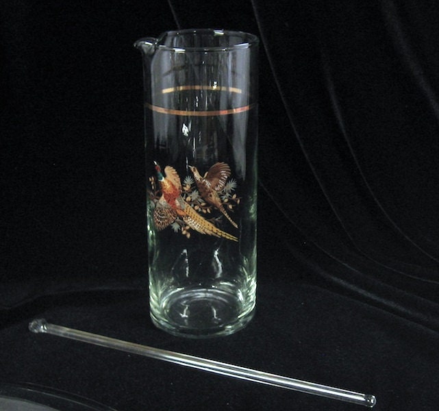 Princess House Martini Drink Glass Mixer and Stirrer Pheasants Haute