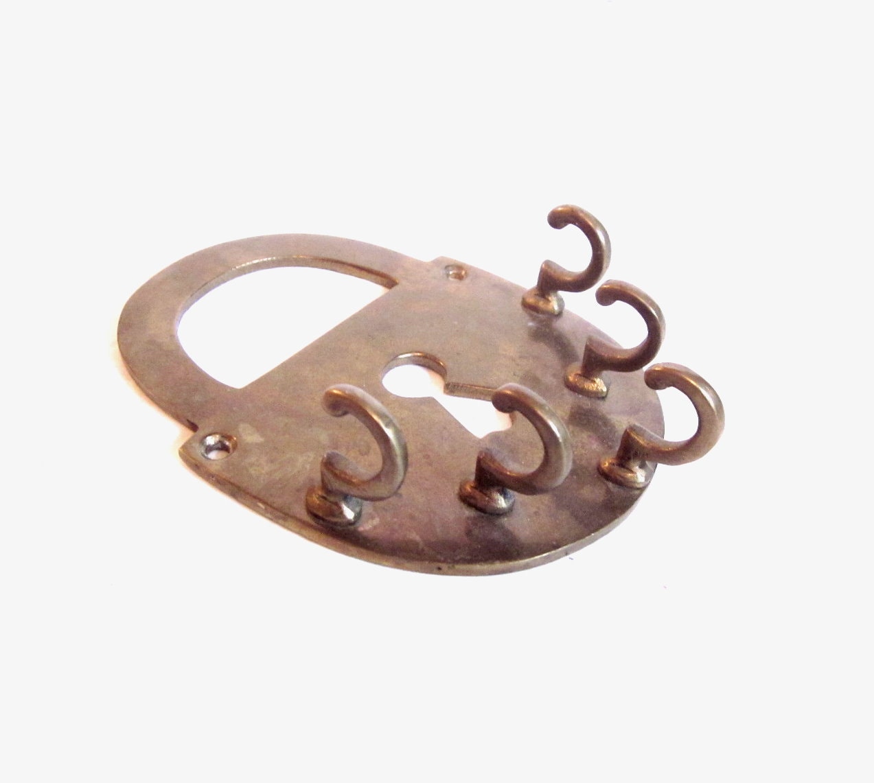 Vintage Brass Key Holder Hook Wall Hanging by VintagePennyLane