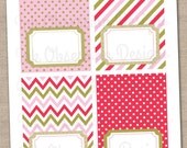 Pink & Red Buffet Card Blank Labels PDF Polka Dots and Stripes INSTANT DOWNLOAD Il_170x135