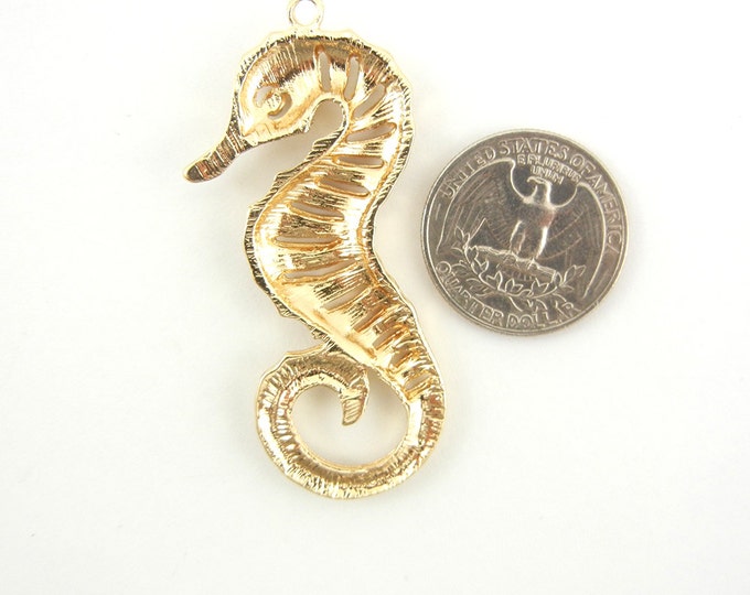 Gold-tone Marcasite-like Seahorse Pendant with Rhinestone Accents