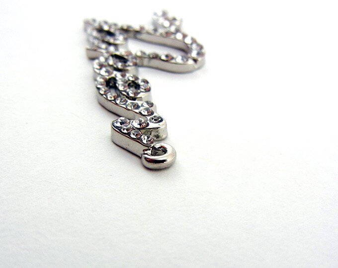 Silver-tone Rhinestone Taken Word Double Link Pendant