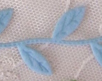 3yds BLUE Felt Like Vine Leaf Trim Scrapbooking Quilts Clothing Holiday Bridal