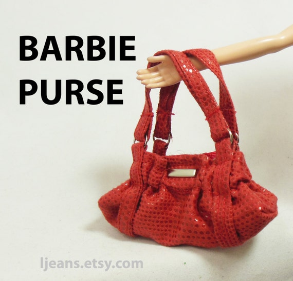 Red Synthetic Leather Barbie Doll Purse