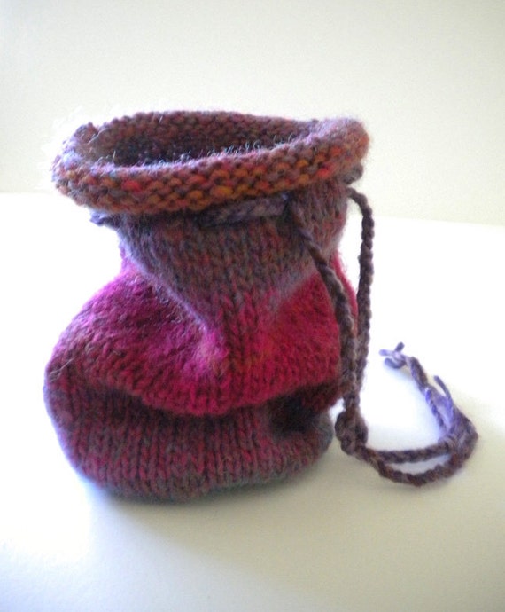 SALE / Drawstring Bag / Knitted Pouch / Knit Purse / by tweedycrab