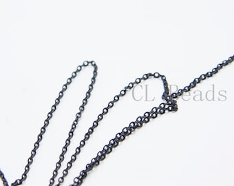 6 Feet Matte Black Plated Brass Chains - Flat Oval 2.2x1.6mm (1808C07)(235SFB)