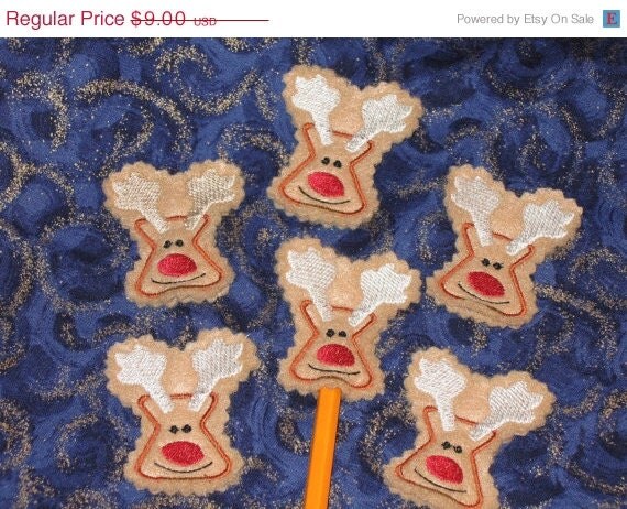 Christmas in July Sale Christmas Reindeer pencil toppers set of 6 Quantity discount Perfect school party treat or stocking stuffer Il_570xn