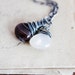 Botswana Agate Necklace Silver Plum Pendant Simplistic PoleStar