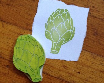 Artichoke Rubber Stamp Hand Carved