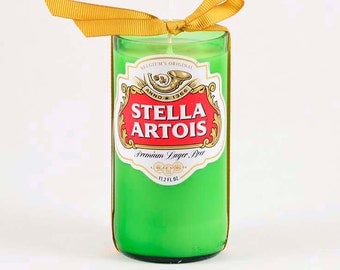 Green Candle Beer Light Stella Artois Beer Candle Bottle Made in Belgium Unscented Soy Candle Dining Beer Home Decor Belgian Beer Gift Lager