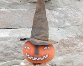 Primitive Halloween Pumpkin Doll Folk Art Olde and Primitive