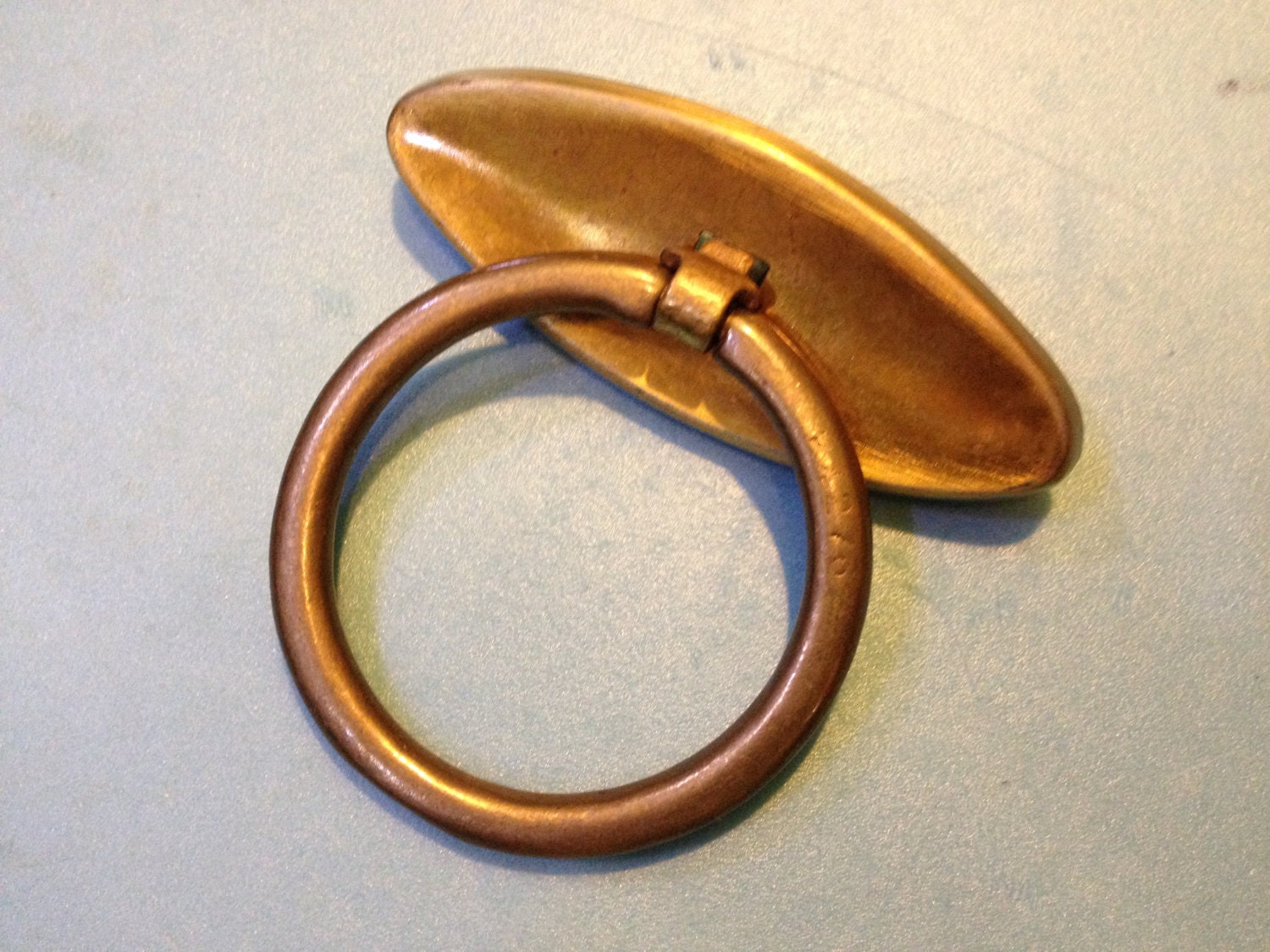 1 ELIPTICAL Backing PLATE With Large RING Keeler Brass Hardware 