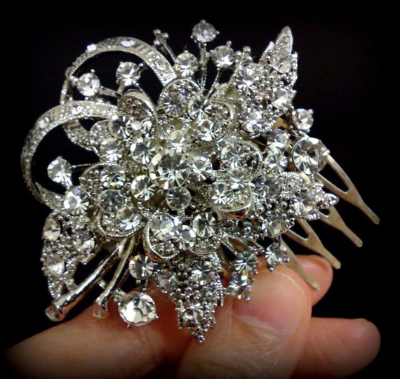 682 New bridal bouquet vine 4 Vine Bridal Hair Comb, Crystal Flower Headpiece, Swarovski Hair   