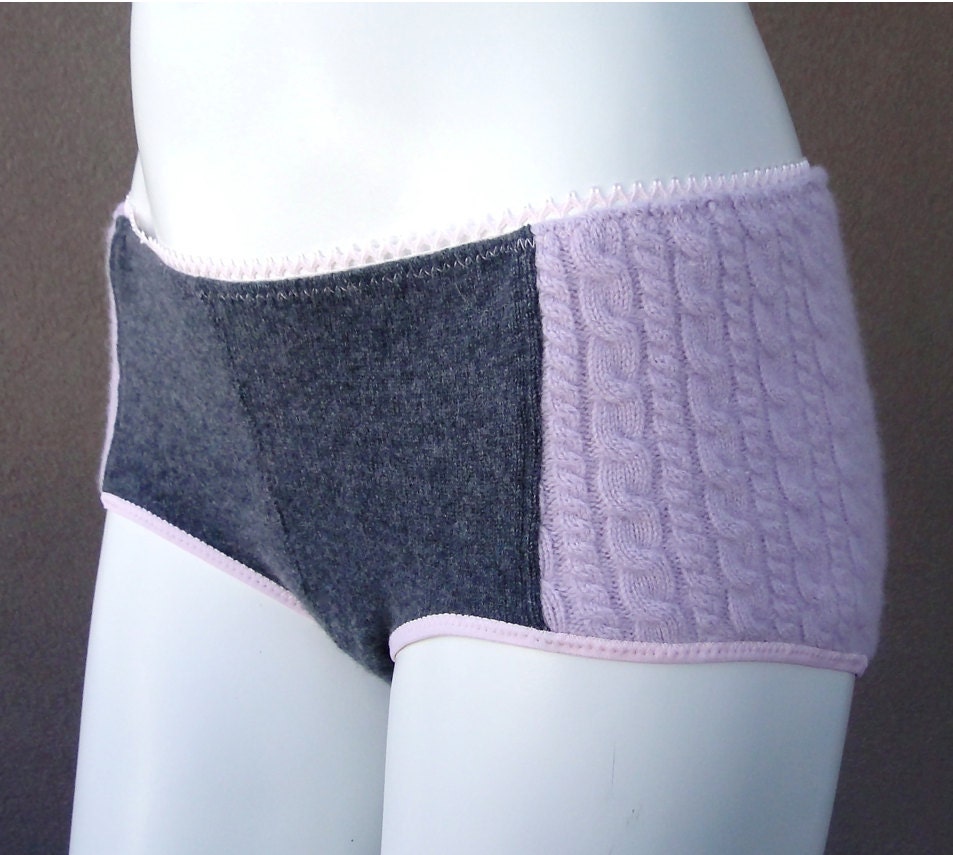 Custom Cashmere hipsters grey lavender panties pure