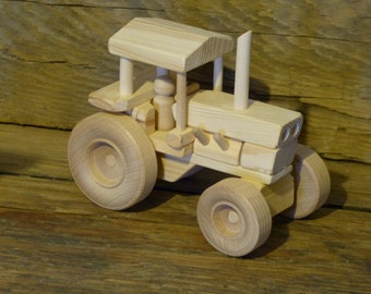 Handmade Wood Toy Farm Tractor Wooden Toys childs kids boys pretend farming model