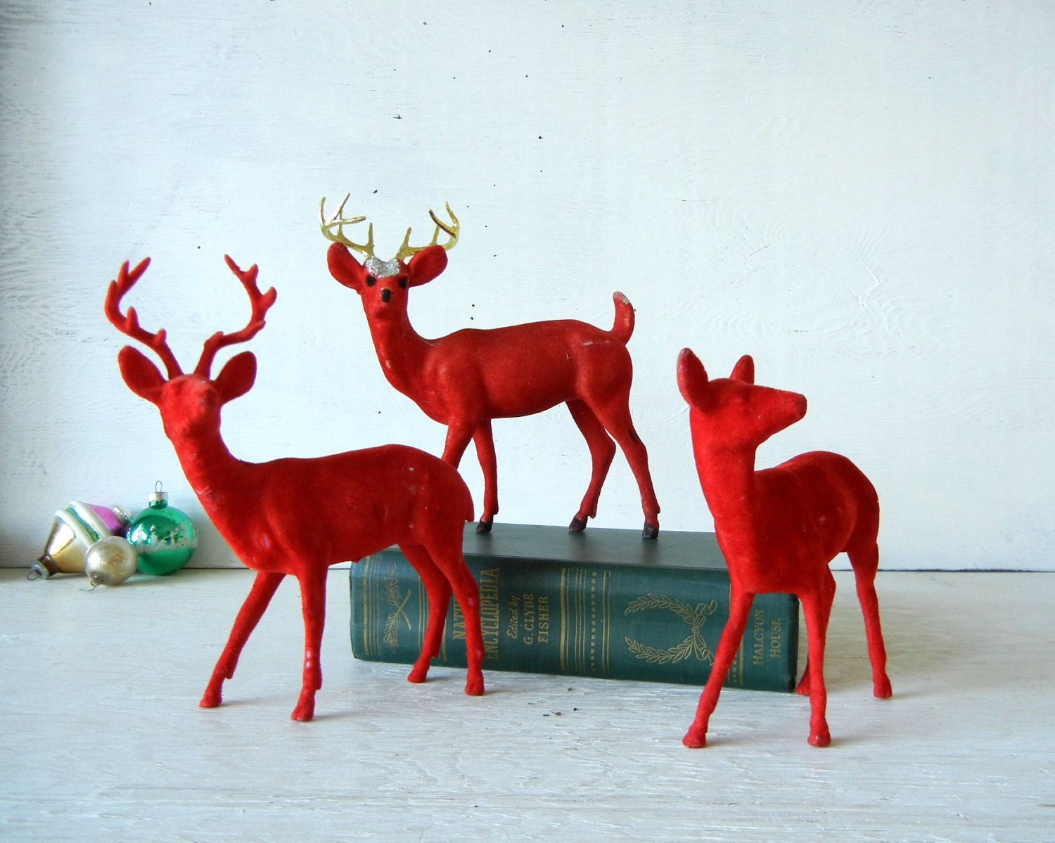 flocked deer figurine