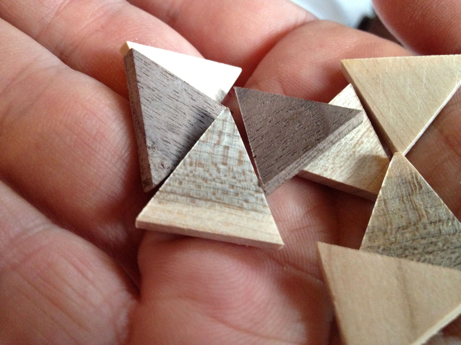 8 Wood Triangle Pieces for Crafters 8 Triangle Pendants