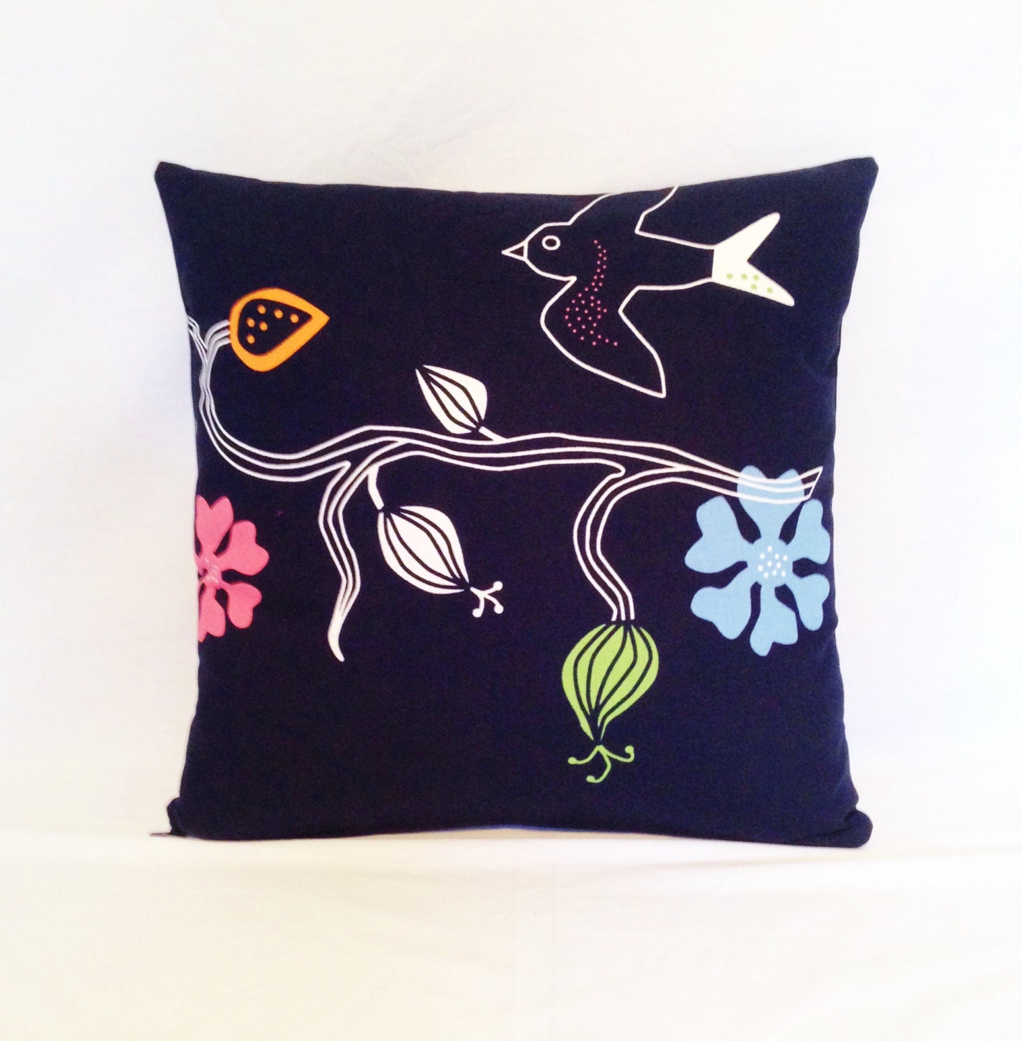 Pillow Ikea Birds in BlackOrangeBlueGreen & Pink