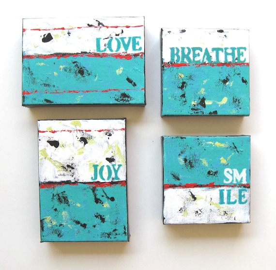 4 Inspirational Acrylic Word Paintings Original Art on