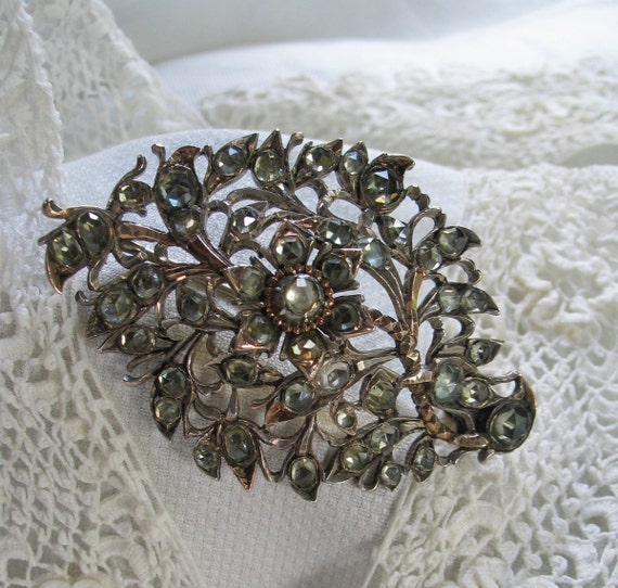 Items similar to Antique Brooch with White Sapphires in a