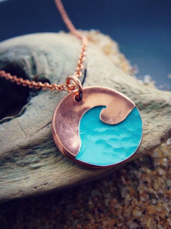 Textured Wave Pendant in Sterling Silver or Copper or Bronze