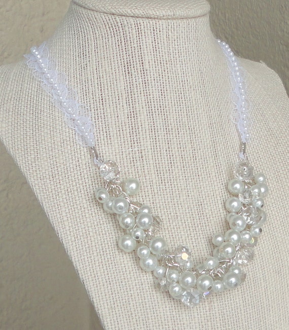 Items similar to BRIDES Gift Custom Order Diamond Look & White PEARL ...