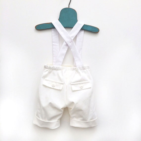 Prince Shortalls Baby Boy Overalls White by mabelretro
