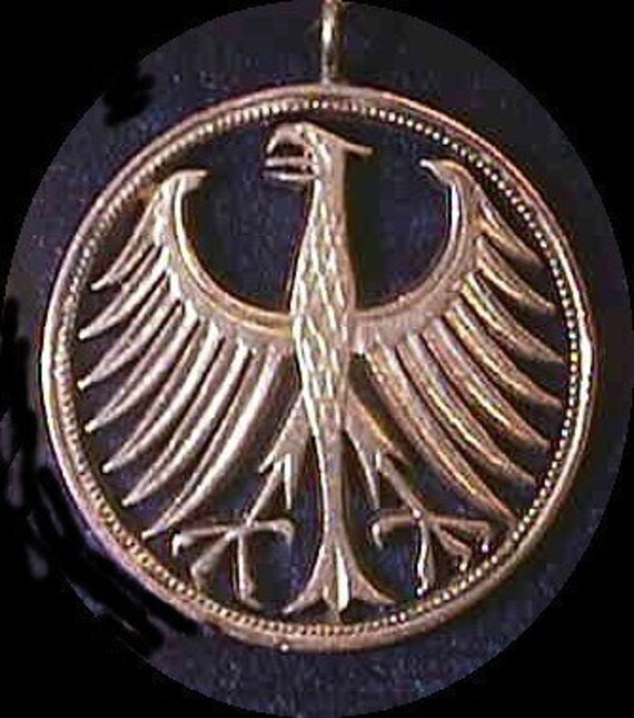 German Eagle Cut Coin necklace Silver Five Mark Germany