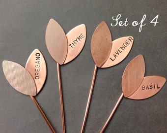 Large Sprout Herb Markers - Custom Set of 4 Garden Markers