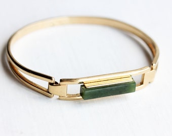 Jade Bar Bracelet, Jade Green Bracelet, Gold Cuff Bracelet, Stone Cuff Bracelet, Small Bar Bracelet, Gold Jade Bracelet