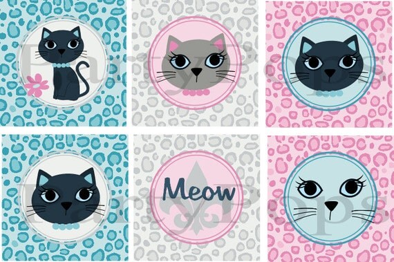Items similar to Glam Kitty Party, Cupcake Toppers Items similar to Glam Kitty Party, Cupcake Toppers
