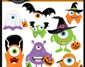 Halloween Monsters Digital Clipart for Personal and Commercial Use