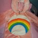 PINK CARE BEAR Rainbow Tummy costume 3T4T size jumpsuit snowsuit warm outfit 1 piece chest  28" (71.12Cm) length 31" (78.74cm) zips up front