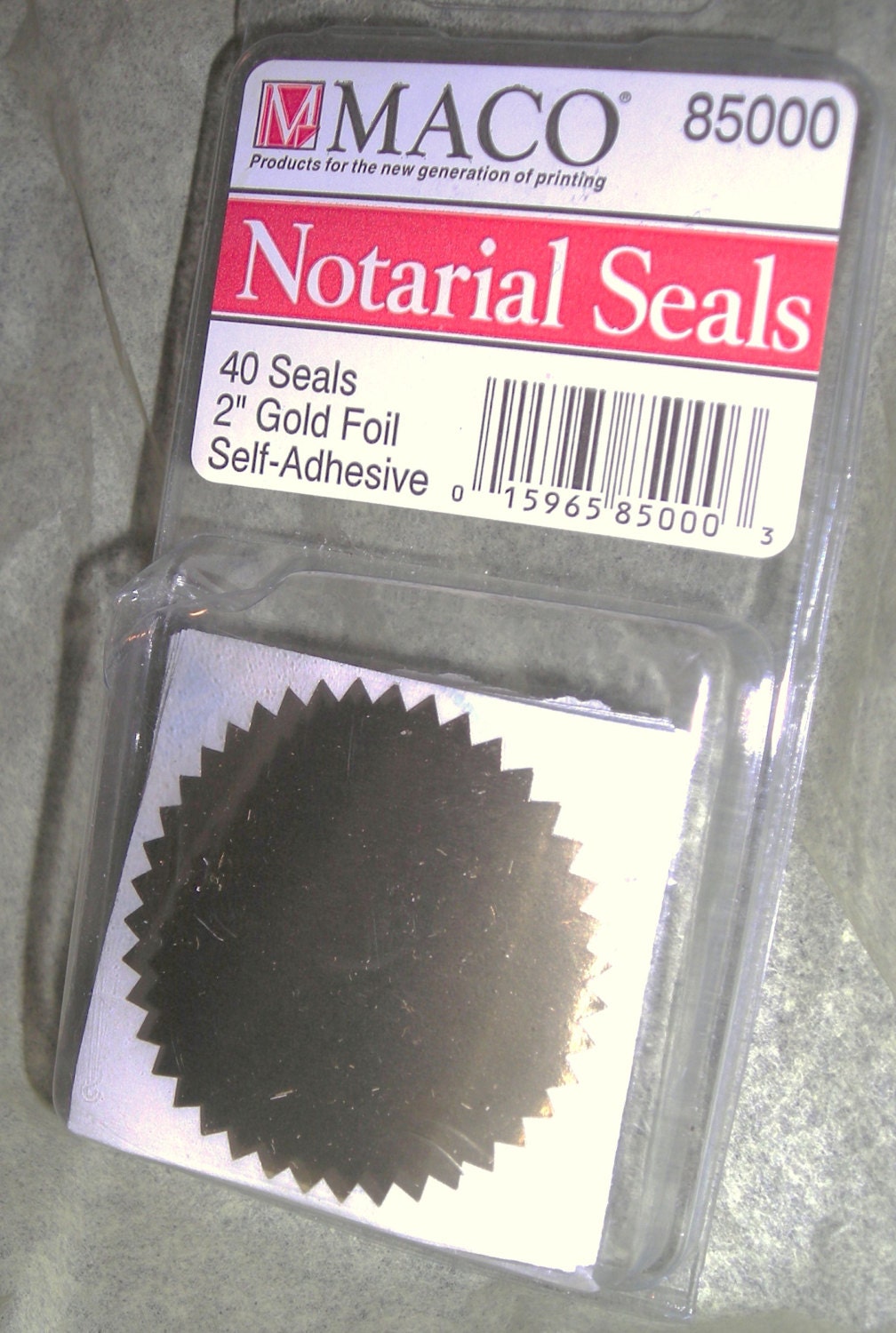 Gold Foil Notary Seals....NIB.....2" Self Adhesive from aquabead on