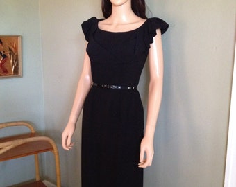 MARGARET'S Lubbock T exas Glamorous Black Crepe Evening Cocktail Dress ...