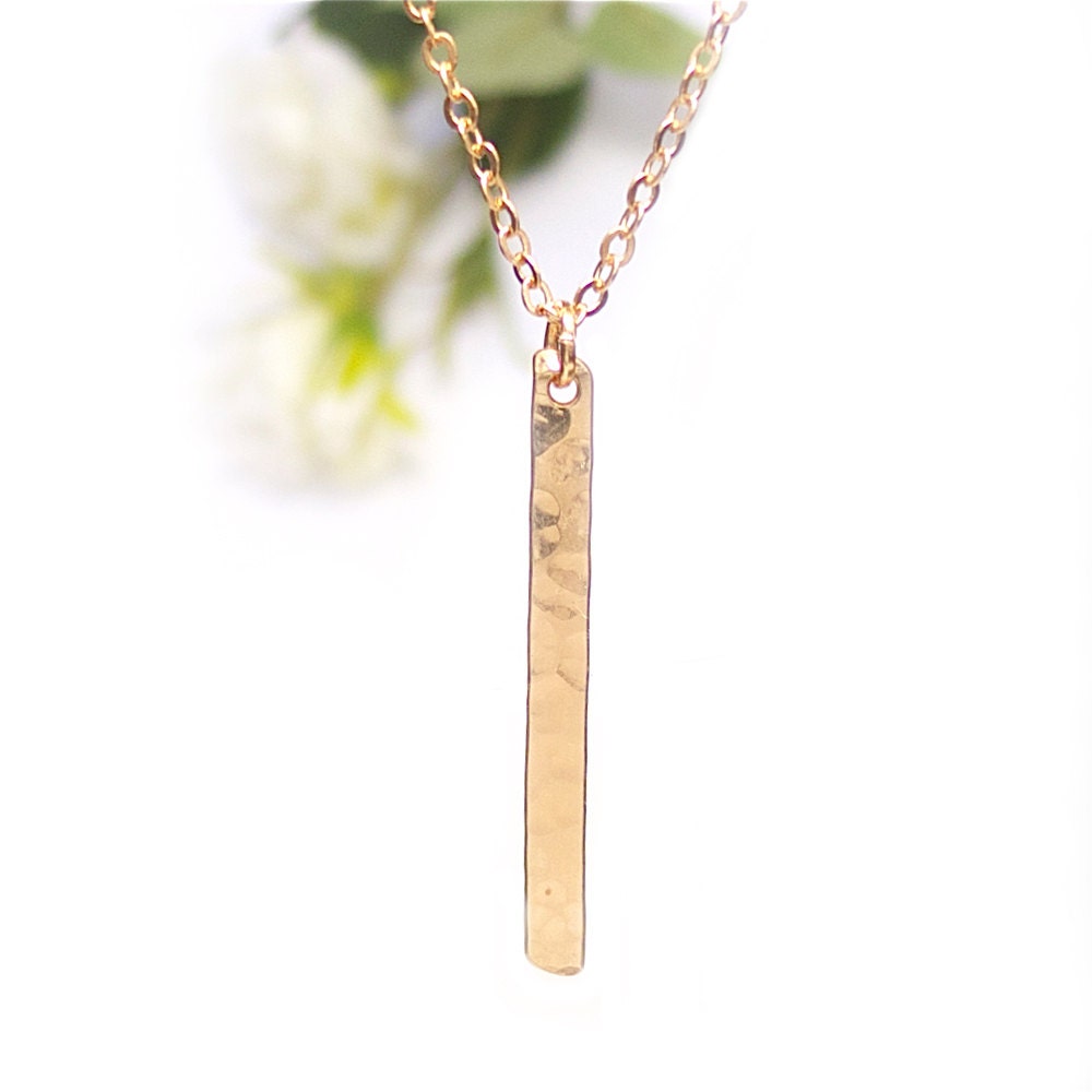 Rose Gold Bar Necklace Vertical Bar Necklace dainty Rose