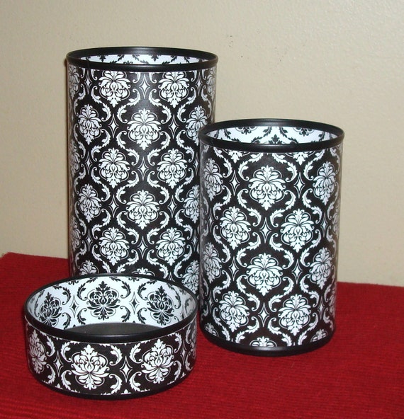 Black and White Damask Desk Accessory Set Gift for Coworker