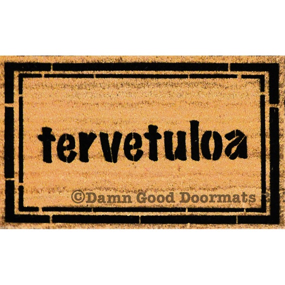 finnish tervetuloa doormat by DamnGoodDoormats on Etsy