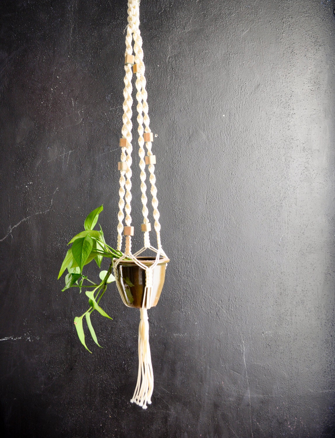 Vintage Macrame Large Hanging Planter 1970s Home Decor