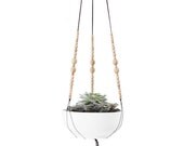 MORE COLORS || Hanging Planter without Pot | Medium Modern Macrame Planter | Cord & Natural Wood Bead Plant Hanger | Minimalist Home Decor