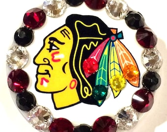 Chicago Blackhawks Swarovski Crystal Embellished ID Badge Reel
