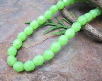 Apple Opal Firepolished 6mm Czech Glass Beads