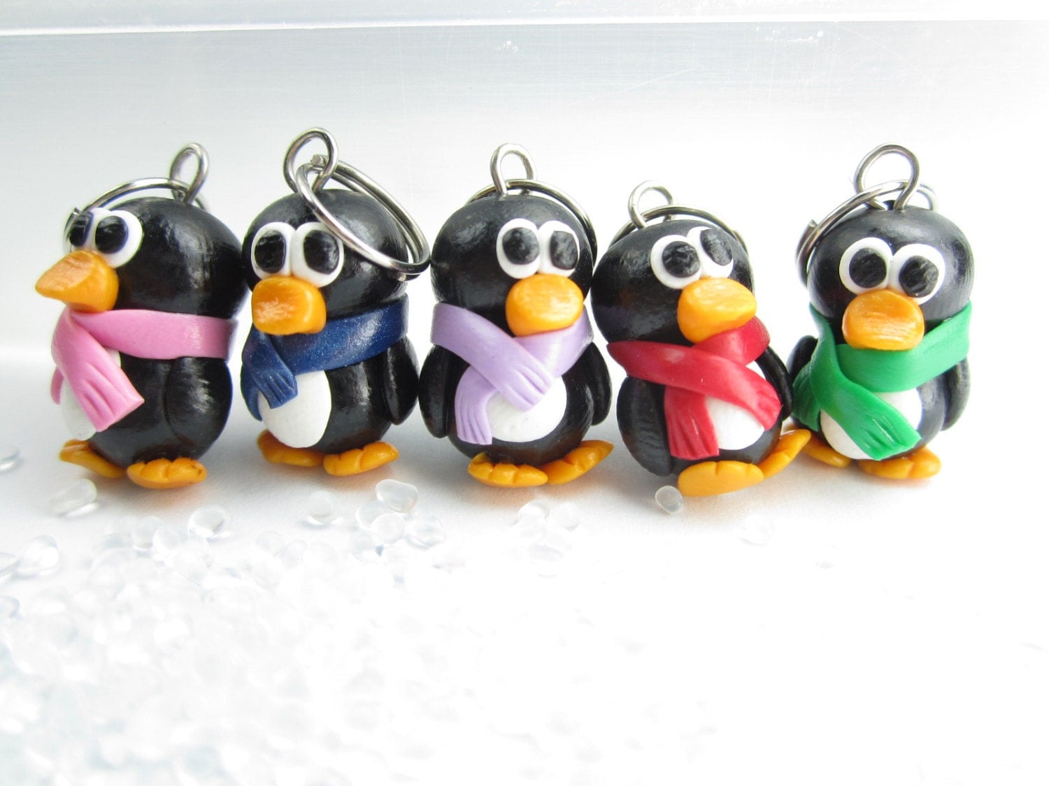 Cute Penguin Knitting Stitch Markers Set of 5 polymer clay