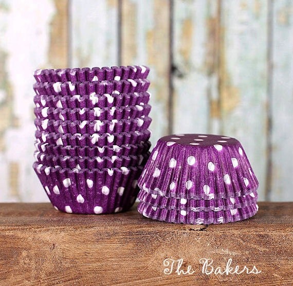 Items Similar To Mini Purple Polka Dot Cupcake Liners Purple Candy Cups Mini Polka Dot Liners 7144