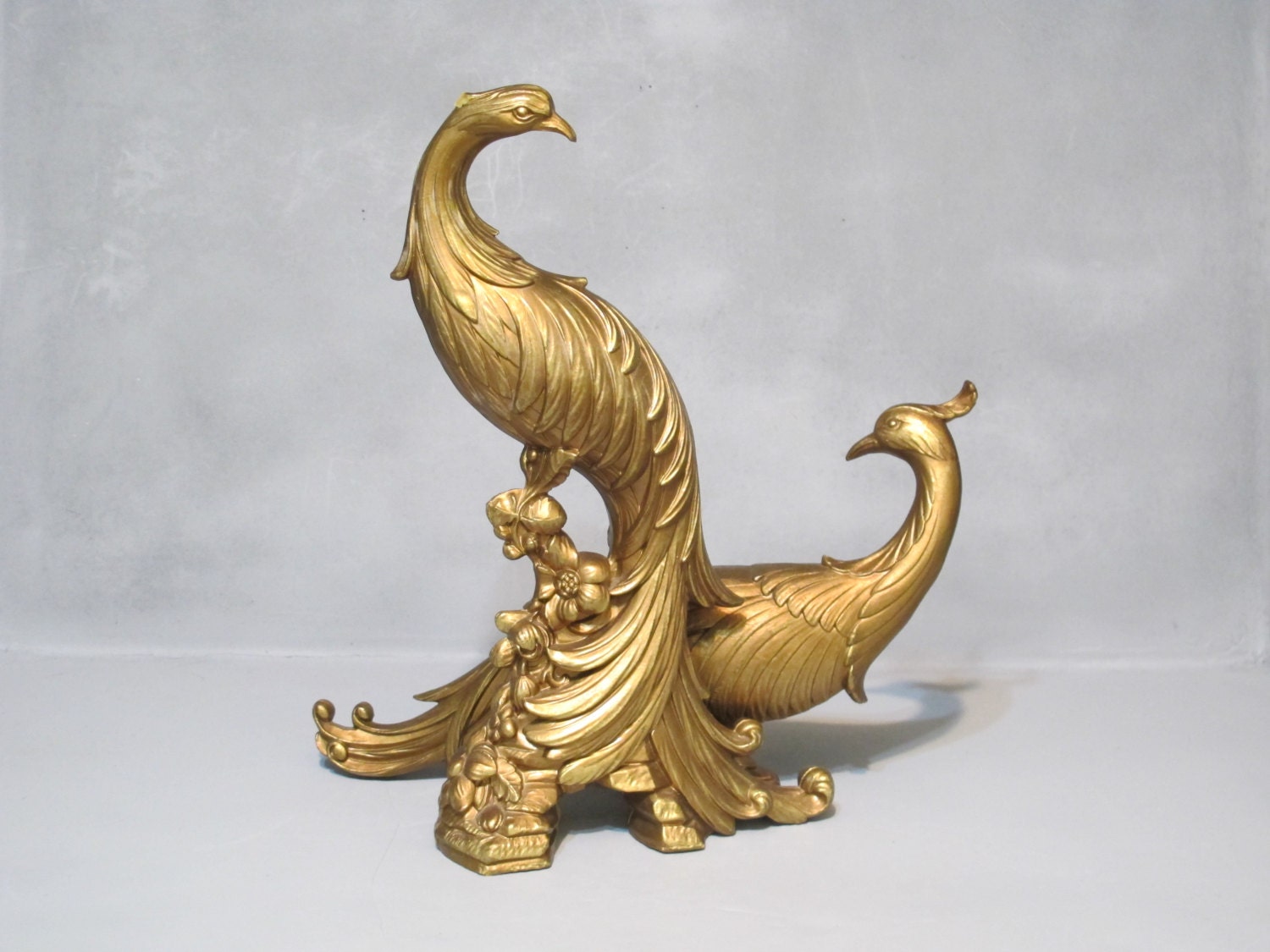 T & S Brass >> Vintage Golden Peacock Sculpture Set of 2 / by MilkaCervenka T & S Brass >> Vintage Golden Peacock Sculpture Set of 2 / by MilkaCervenka
