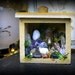 ROCK GARDEN: Tabernacle for a Faery. Mini Antique wood box curio Geology Collection. Amethyst Tourmaline Onyx Bloodstone Quartz Pyrite Moss