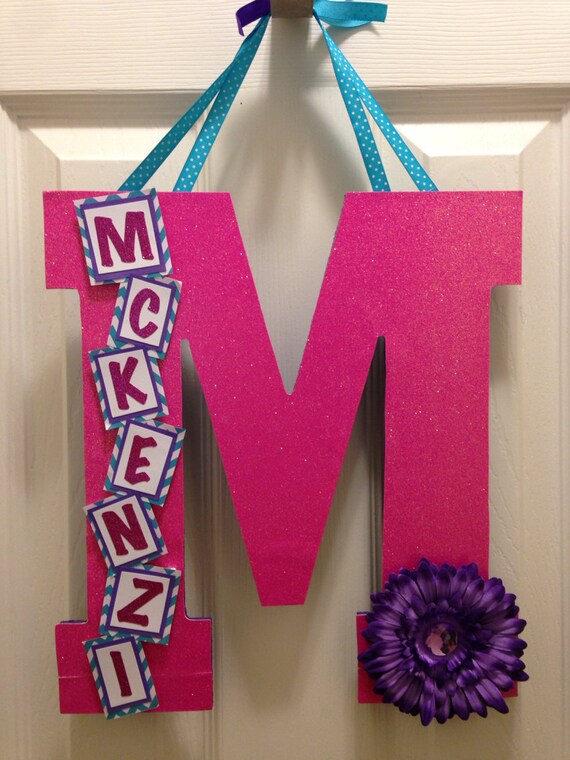Items similar to Custom Wooden Letter Wall Hanging Initial with Name